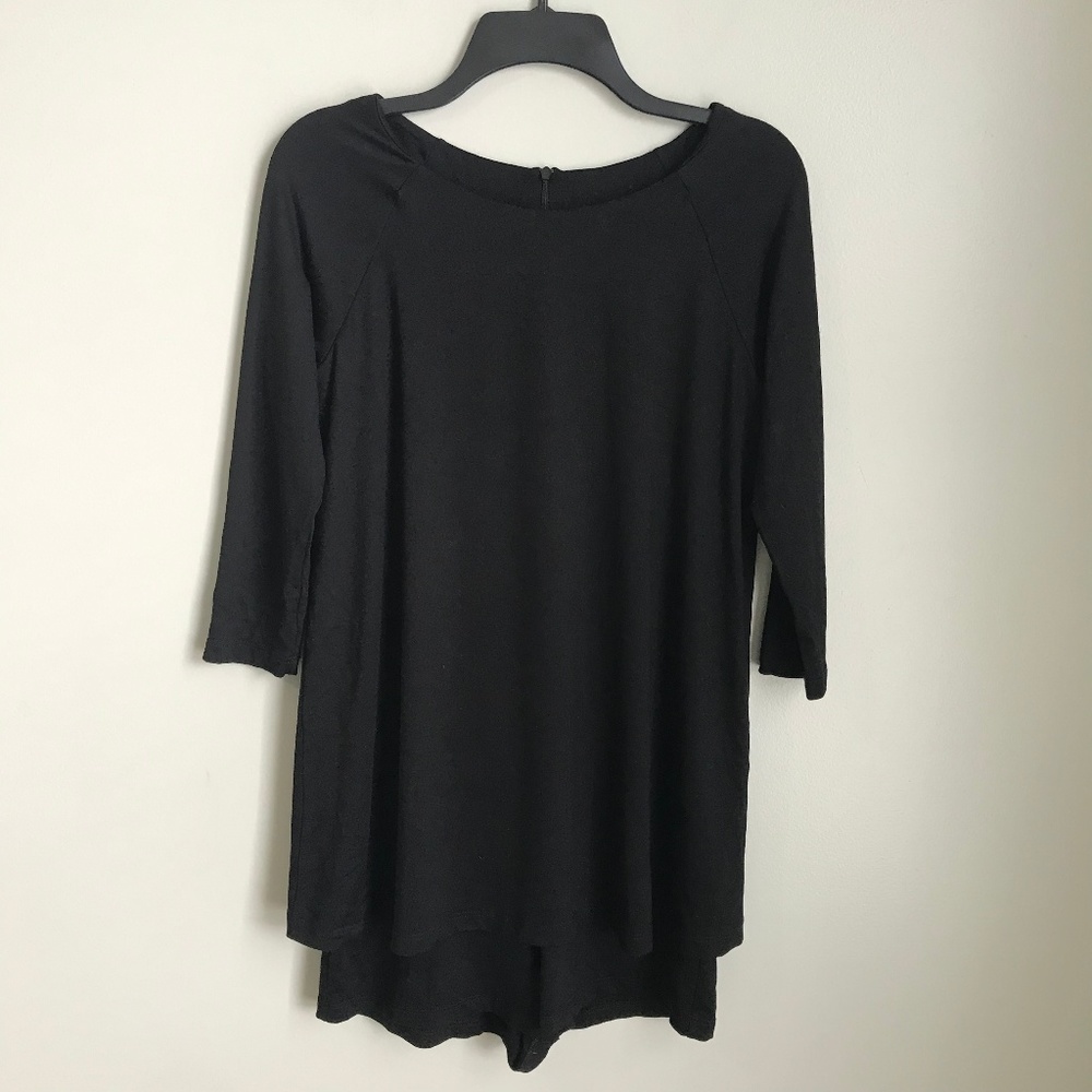 Susana Monaco Black Stretch 3/4 Sleeve Romper